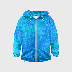 Ветровка с капюшоном детская Голубой неоновый абстрактная текстура, цвет: 3D-белый
