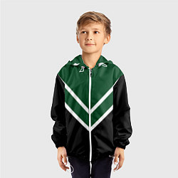 Ветровка с капюшоном детская Зелёный с чёрным и белые полосы, цвет: 3D-белый — фото 2