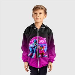 Ветровка с капюшоном детская Tom and Jerry - neon glow fantasy, цвет: 3D-белый — фото 2