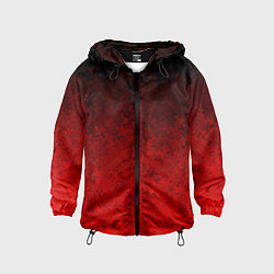 Ветровка с капюшоном детская Чёрно-красный текстурный градиент, цвет: 3D-черный
