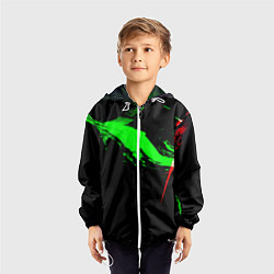 Ветровка с капюшоном детская Color black green red, цвет: 3D-белый — фото 2
