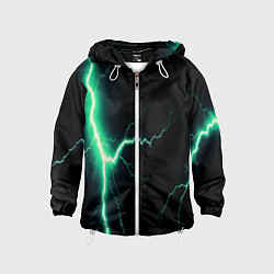 Ветровка с капюшоном детская Lightning turquoise, цвет: 3D-белый