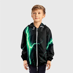 Ветровка с капюшоном детская Lightning turquoise, цвет: 3D-белый — фото 2