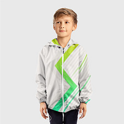 Ветровка с капюшоном детская Color white line green, цвет: 3D-белый — фото 2
