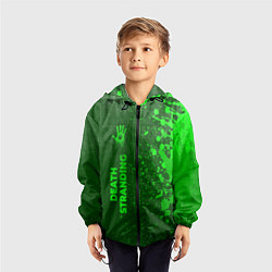 Ветровка с капюшоном детская Death Stranding - green gradient по-вертикали, цвет: 3D-черный — фото 2