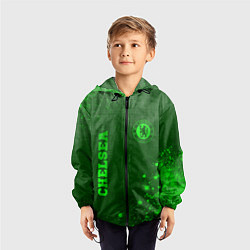 Ветровка с капюшоном детская Chelsea - green gradient вертикально, цвет: 3D-черный — фото 2