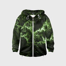 Ветровка с капюшоном детская Lightning green glow, цвет: 3D-белый