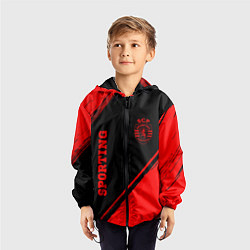 Ветровка с капюшоном детская Sporting - red gradient вертикально, цвет: 3D-черный — фото 2