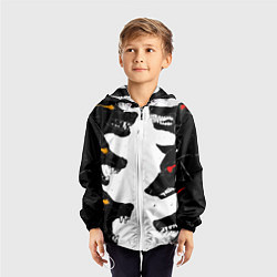 Ветровка с капюшоном детская Волки со светящимися глазами, цвет: 3D-белый — фото 2