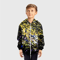 Ветровка с капюшоном детская Желто синяя краска на черном, цвет: 3D-белый — фото 2