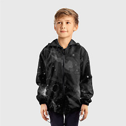 Ветровка с капюшоном детская Угольный серый простой абстрактный, цвет: 3D-черный — фото 2