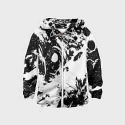 Ветровка с капюшоном детская Белый с чёрной абстракцией, цвет: 3D-белый
