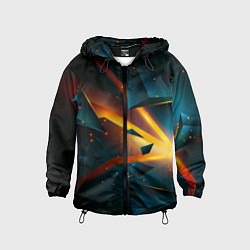 Ветровка с капюшоном детская Космический неоновый разлом, цвет: 3D-черный