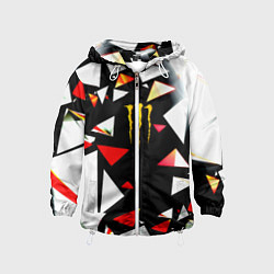 Ветровка с капюшоном детская Monster energy геометрия, цвет: 3D-белый