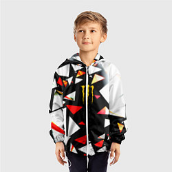 Ветровка с капюшоном детская Monster energy геометрия, цвет: 3D-белый — фото 2