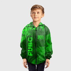 Ветровка с капюшоном детская PUBG - green gradient вертикально, цвет: 3D-черный — фото 2
