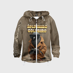 Ветровка с капюшоном детская Spijuniro Golubiro мем, цвет: 3D-белый