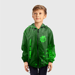 Ветровка с капюшоном детская Gears of War - green gradient вертикально, цвет: 3D-черный — фото 2