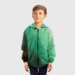 Ветровка с капюшоном детская Градиент текстурный зелёный, цвет: 3D-черный — фото 2