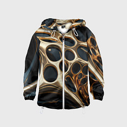 Ветровка с капюшоном детская Черно-золотая абстракция, цвет: 3D-белый