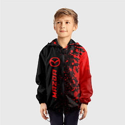 Ветровка с капюшоном детская Mazda - red gradient по-вертикали, цвет: 3D-черный — фото 2