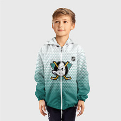 Ветровка с капюшоном детская Анахайм Дакс - зеленая геометрия, цвет: 3D-белый — фото 2