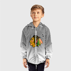 Ветровка с капюшоном детская Чикаго Блэкхокс - геометрический паттерн с градиен, цвет: 3D-белый — фото 2