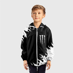 Ветровка с капюшоном детская Monster energy белый огонь, цвет: 3D-белый — фото 2
