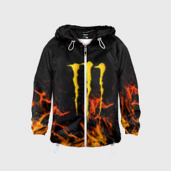 Ветровка с капюшоном детская Monster energy orange fire, цвет: 3D-белый