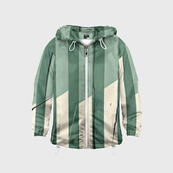 Ветровка с капюшоном детская Зеленые полосы, цвет: 3D-белый