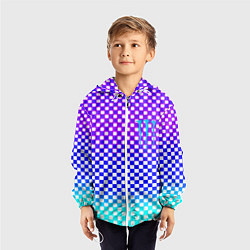 Ветровка с капюшоном детская Monster шахматная клетка градиент, цвет: 3D-белый — фото 2