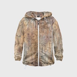 Ветровка с капюшоном детская Стимпанк элементы, цвет: 3D-белый