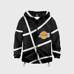 Ветровка с капюшоном детская Лейкерс - текстура мяча, цвет: 3D-черный