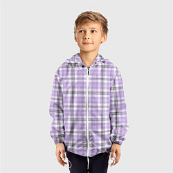 Ветровка с капюшоном детская Checkered light purple, цвет: 3D-белый — фото 2