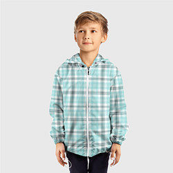 Ветровка с капюшоном детская Checkered light blue, цвет: 3D-белый — фото 2