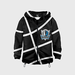 Ветровка с капюшоном детская Даллас Маверикс - текстура черного мяча, цвет: 3D-черный