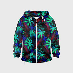 Ветровка с капюшоном детская Palm neon, цвет: 3D-белый