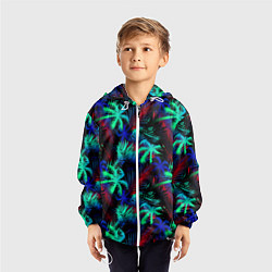 Ветровка с капюшоном детская Palm neon, цвет: 3D-белый — фото 2