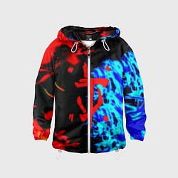 Ветровка с капюшоном детская Doom лёд и пламя, цвет: 3D-белый