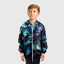 Ветровка с капюшоном детская Текстура драгоценных камней, цвет: 3D-белый — фото 2