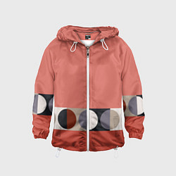 Ветровка с капюшоном детская Луна Малевича розовый томат, цвет: 3D-белый