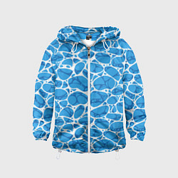 Ветровка с капюшоном детская Волновая рябь на поверхности воды паттерн, цвет: 3D-белый