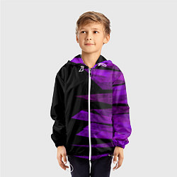 Ветровка с капюшоном детская Color purple black stripes, цвет: 3D-белый — фото 2