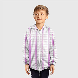 Ветровка с капюшоном детская Color white cage pink line, цвет: 3D-белый — фото 2