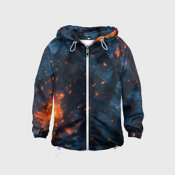 Ветровка с капюшоном детская Синий камуфляж с искрами, цвет: 3D-белый