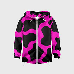 Ветровка с капюшоном детская Розовая коровья расцветка, цвет: 3D-белый