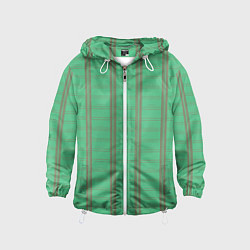 Ветровка с капюшоном детская Color green cage brown stripes, цвет: 3D-белый