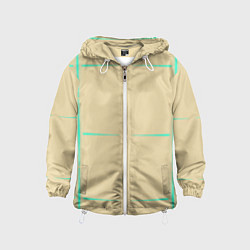 Ветровка с капюшоном детская Color beige green stripes, цвет: 3D-белый