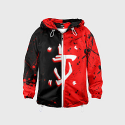 Ветровка с капюшоном детская Doom текстура краски, цвет: 3D-белый