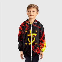 Ветровка с капюшоном детская Doom огненные искры, цвет: 3D-белый — фото 2